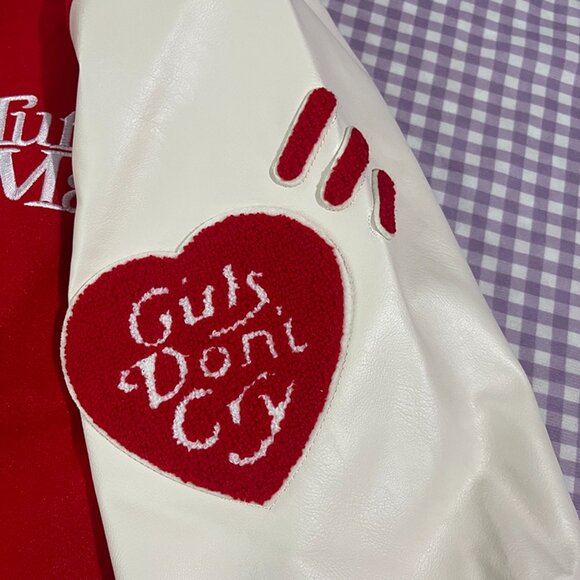 Human Made Heart Embroidered Leather Sleeves Baseball Jacket - Picture 5 of 9